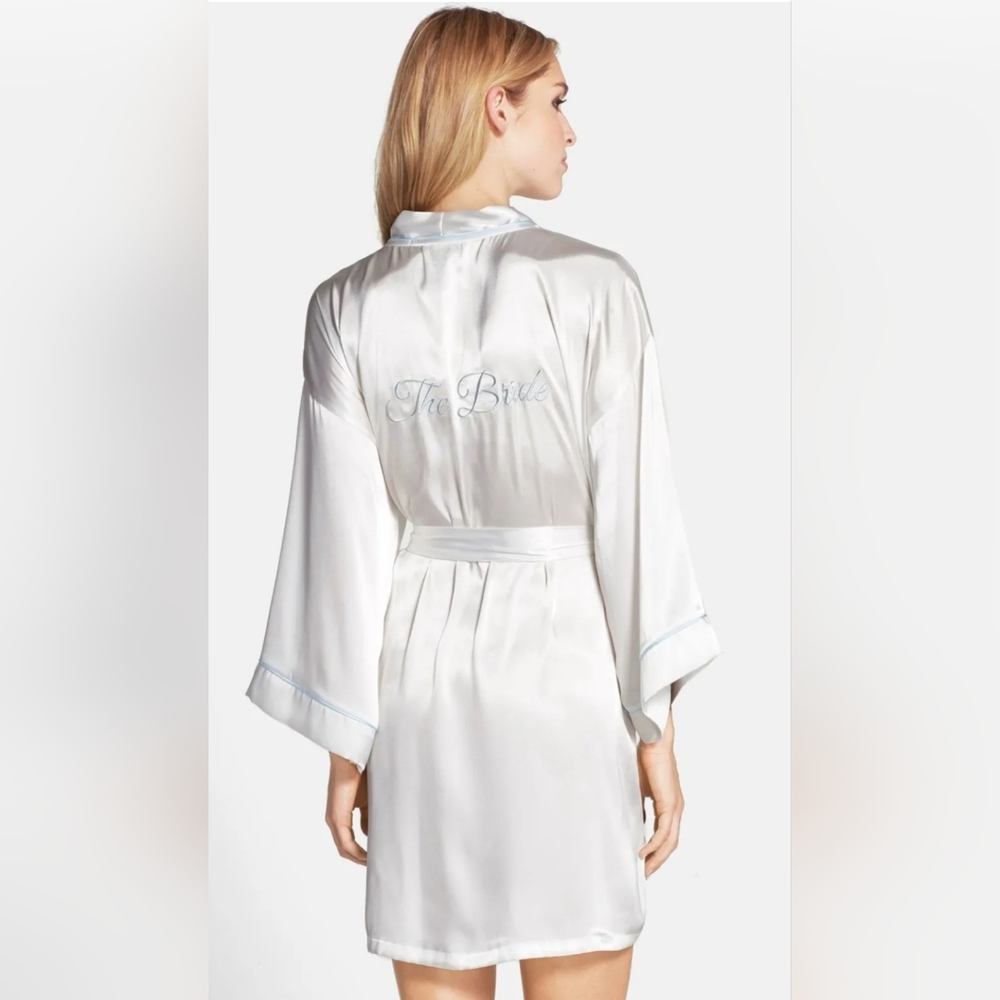 The Bride Robe by In Bloom with Blue Trim Medium
